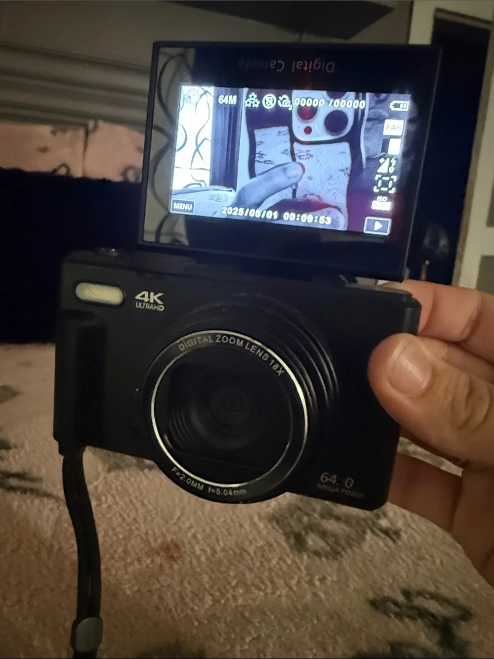 4K Ultra HD Black Digital Camera with 18x Zoom